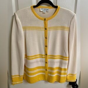 St. John Collection Yellow and Ivory Cardigan Size 8